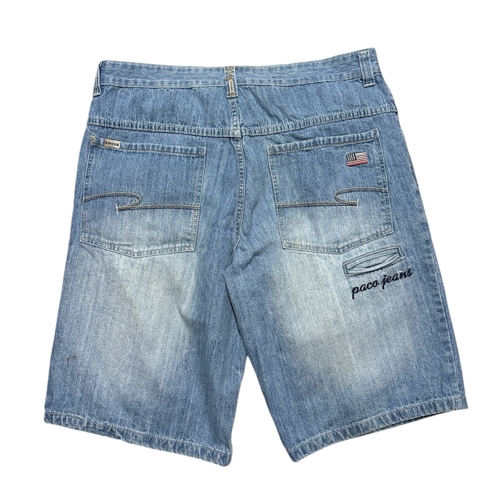 Vintage 90s Paco Jeans Blue Denim Streetwear Baggy Jort Shorts Size 40